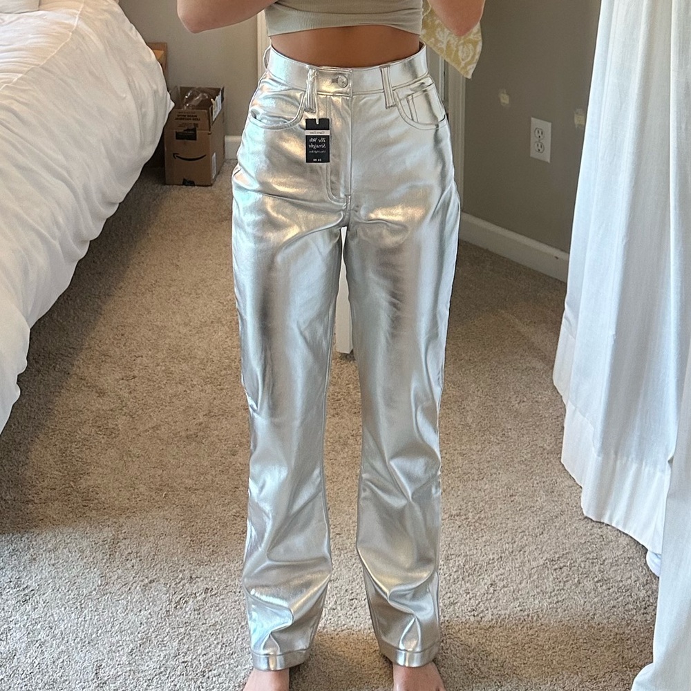 Abercrombie silver leather pants